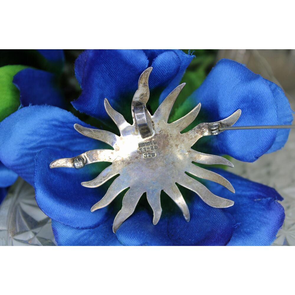 Sterling Silver Taxco Mexico TT-20 Celestial Nugget Sun Brooch/Pendant - Picture 3 of 3